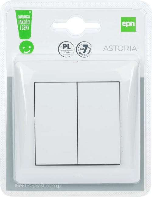 Włącznik podwójny ASTORIA biały ELEKTRO-PLAST