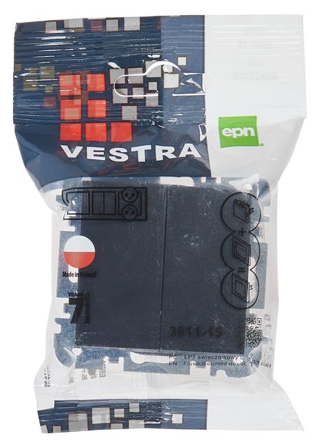 Włącznik podwójny Czarny VESTRA ELEKTRO-PLAST
