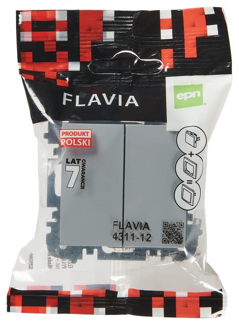 Włącznik podwójny FLAVIA Szary mat ELEKTRO-PLAST
