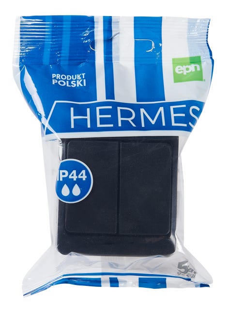 Włącznik podwójny Hermes IP44 czarny ELEKTRO-PLAST