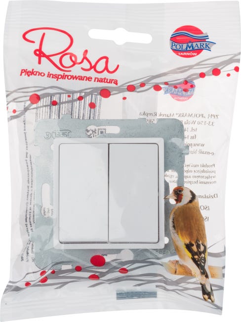 Włącznik podwójny ROSA Biały POLMARK