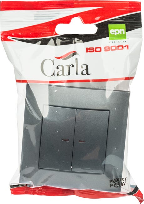 Włącznik podwójny Z PODŚWIETLENIEM CARLA Grafitowy ELEKTRO-PLAST