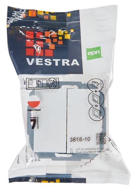 Włącznik podwójny schodowy Biały VESTRA ELEKTRO-PLAST