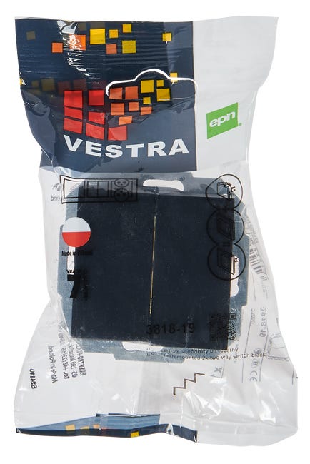 Włącznik podwójny schodowy Czarny VESTRA ELEKTRO-PLAST
