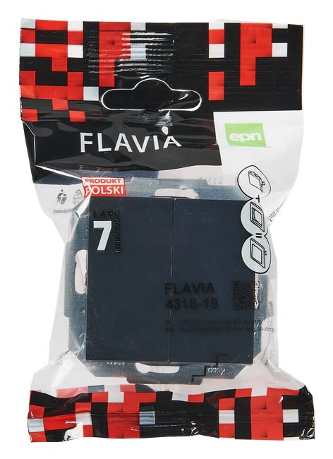Włącznik podwójny schodowy Flavia Czarny ELEKTRO-PLAST