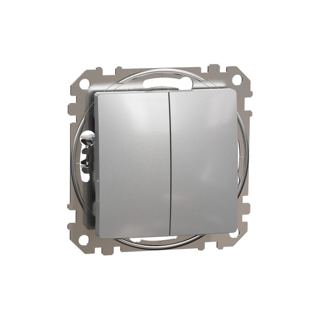 Włącznik podwójny schodowy aluminium SEDNA DESIGN SCHNEIDER ELECTRIC