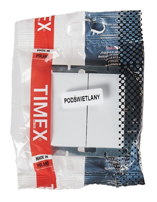 Włącznik podwójny z podświetleniem PRESTIGE Biały TIMEX