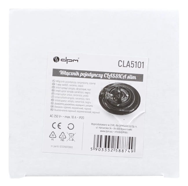 Włącznik pojedynczy CLA5101 Czarny DPM