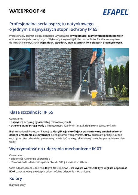 Włącznik pojedynczy SZARY IP65 WATERPROOF EFAPEL