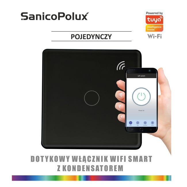 Włącznik pojedynczy WiFi TUYA Smart Home czarny POLUX