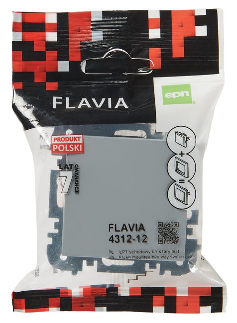Włącznik pojedynczy schodowy FLAVIA Szary mat ELEKTRO-PLAST