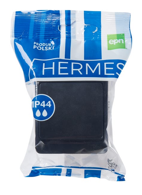 Włącznik pojedynczy schodowy Hermes IP44 czarny ELEKTRO-PLAST