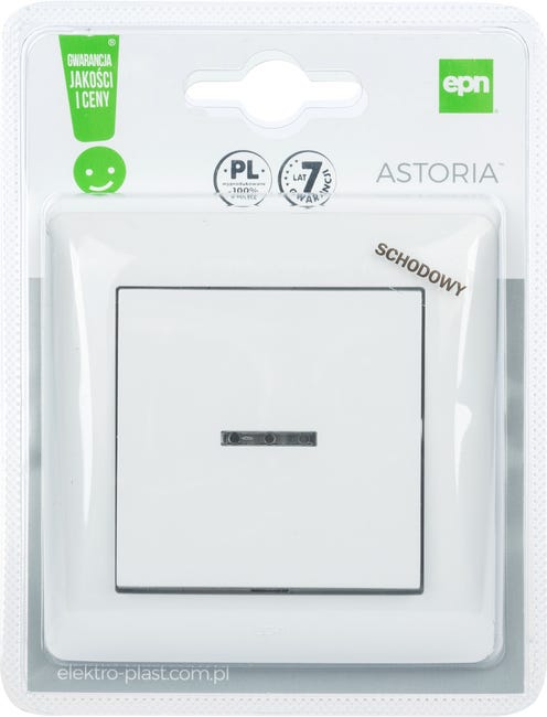 Włącznik pojedynczy schodowy z podświetleniem ASTORIA biały ELEKTRO-PLAST