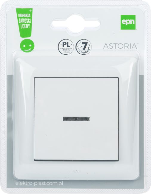 Włącznik pojedynczy z podświetleniem ASTORIA biały ELEKTRO-PLAST