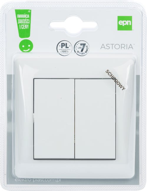 Włącznik schodowy podwójny ASTORIA biały ELEKTRO-PLAST