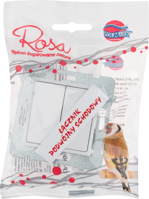 Włącznik schodowy podwójny ROSA Biały POLMARK