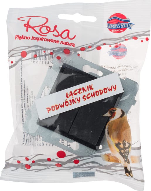 Włącznik schodowy podwójny ROSA Czarny POLMARK