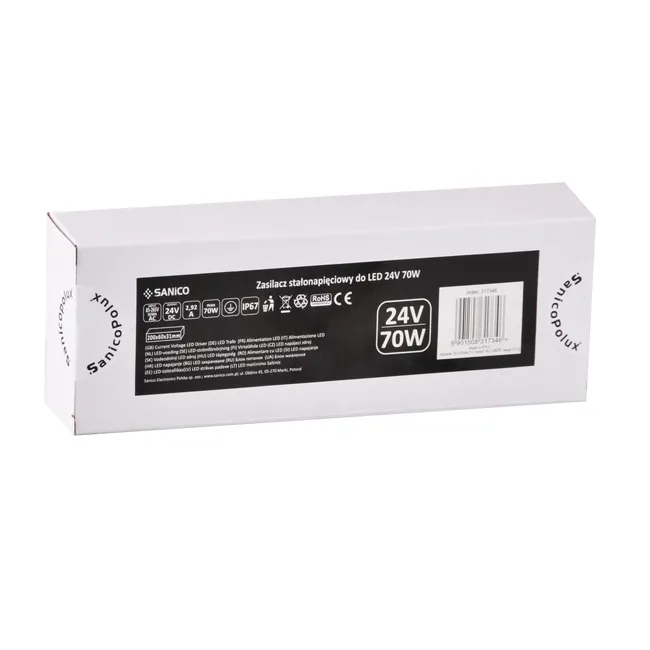 Zasilacz stałonapięciowy 24V do taśm IP67 LED Sanico
