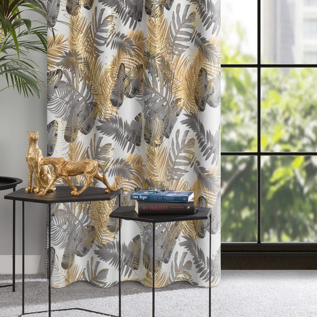 Zasłona Bali beżowo-żółta 140 x 250 cm na przelotkach