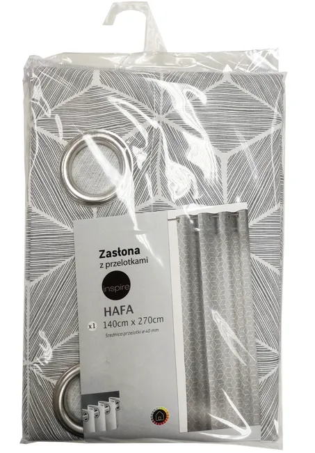 Zasłona Hafa szara 140 x 270 cm na przelotkach Inspire