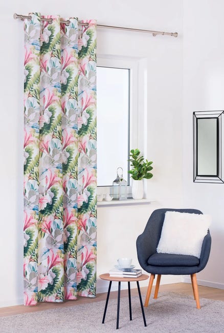 Zasłona Lapaz zielono-różowa 140 x 260 cm na przelotkach