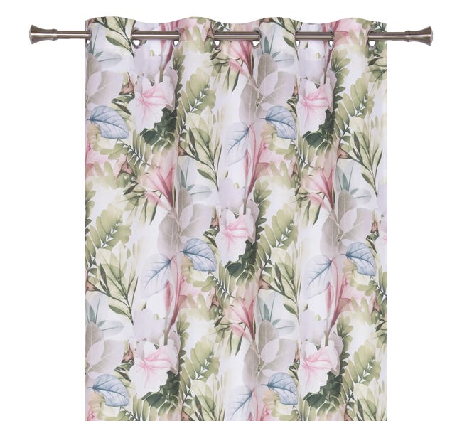 Zasłona Lapaz zielono-różowa 140 x 260 cm na przelotkach