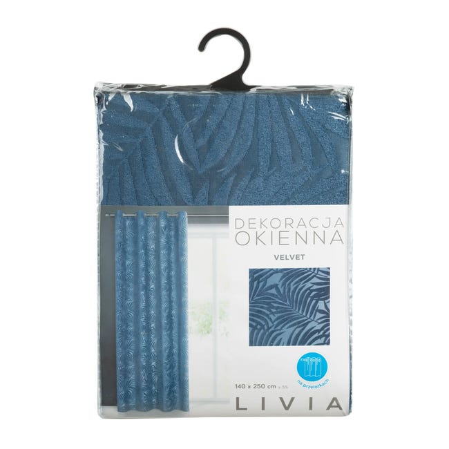 Zasłona Livia ciemnoniebieska 140 x 250 cm na przelotkach