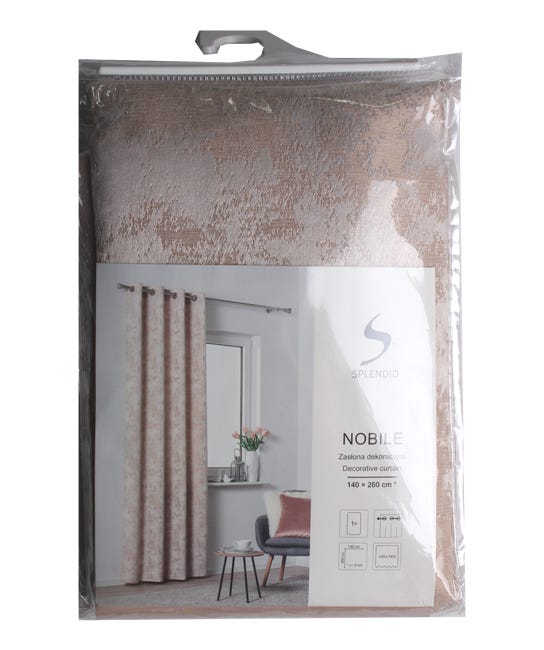 Zasłona Nobile taupe beżowa 140 x 260 cm na przelotkach