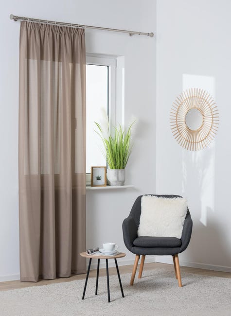 Zasłona Oxford beżowa taupe 140 x 260 cm na taśmie
