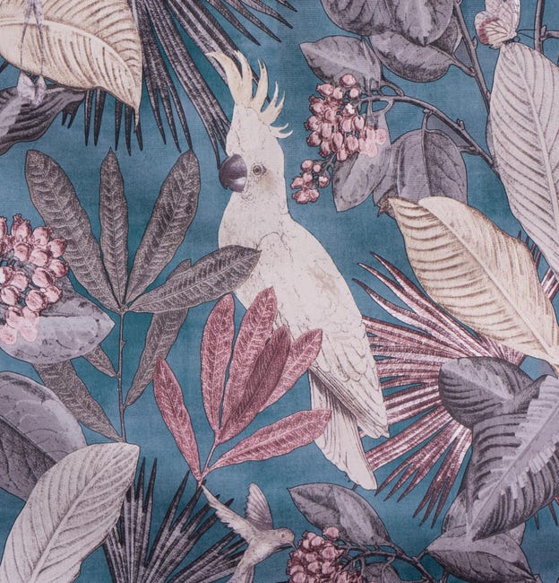 Zasłona Parrot niebieska 140 x 260 cm na taśmie