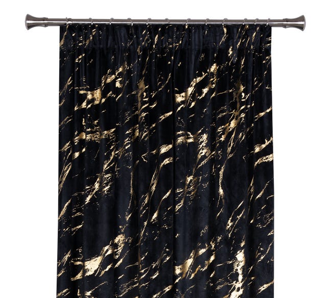 Zasłona Storm czarno-złota 140 x 260 cm na taśmie