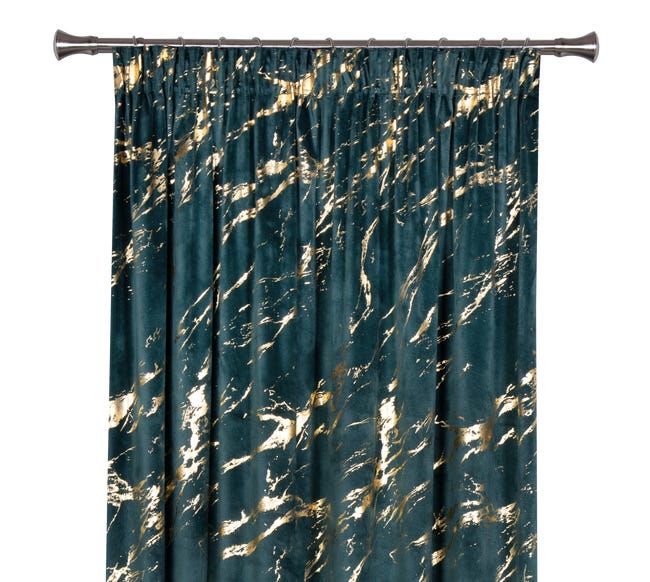 Zasłona Storm zielono-złota 140 x 260 cm na taśmie