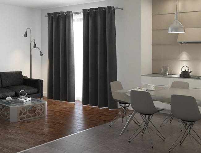 Zasłona Suede czarna 140 x 260 cm na przelotkach Inspire