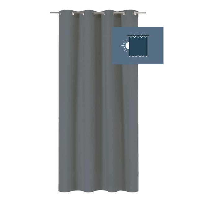 Zasłona blackout Annalise czarna 140 x 280 na przelotkach Inspire