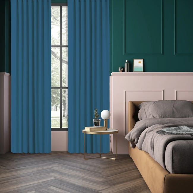 Zasłona blackout Annalise granatowa 140 x 280 na przelotkach Inspire