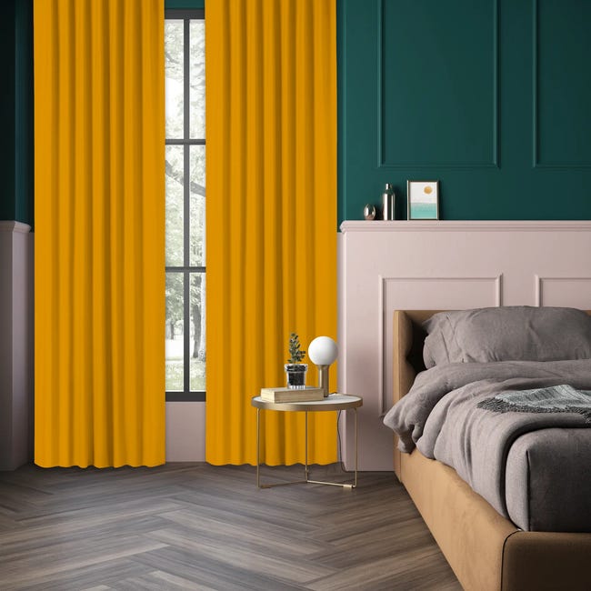 Zasłona blackout Annalise żółta 140 x 280 na przelotkach Inspire