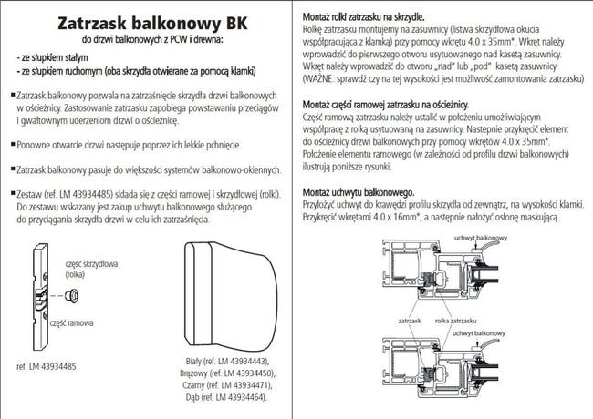 Zatrzask do drzwi balkonowych BK Winkhaus