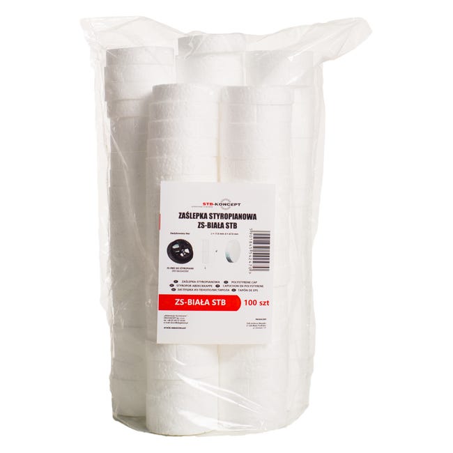 Zaślepka ze styropianu biała 67 mm 100 sztuk STB