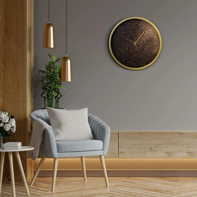 Zegar ścienny 20C śr. 78 cm czarno-złoty