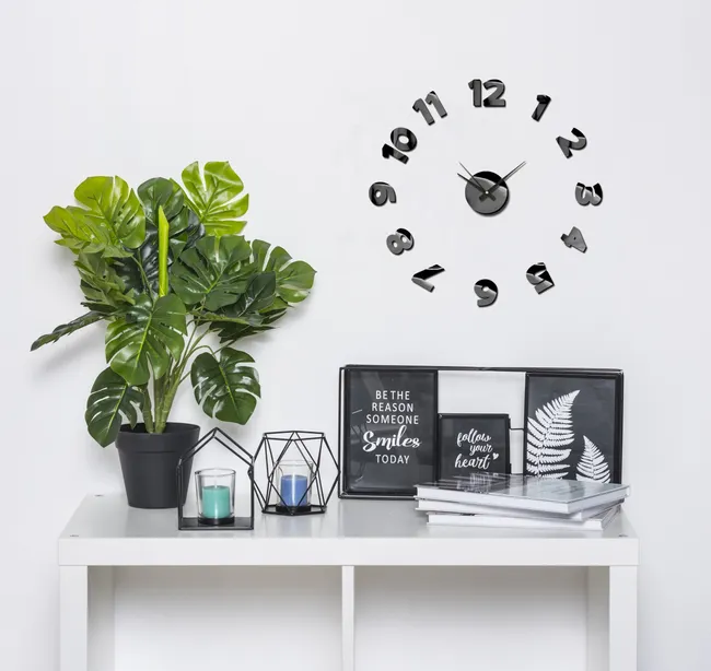 Zegar ścienny naklejany Sticker Blink śr. 75 cm czarny