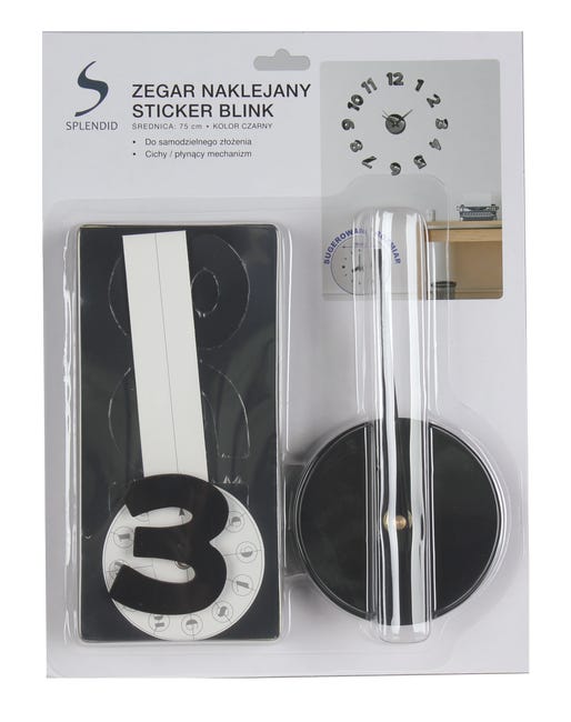 Zegar ścienny naklejany Sticker Blink śr. 75 cm czarny