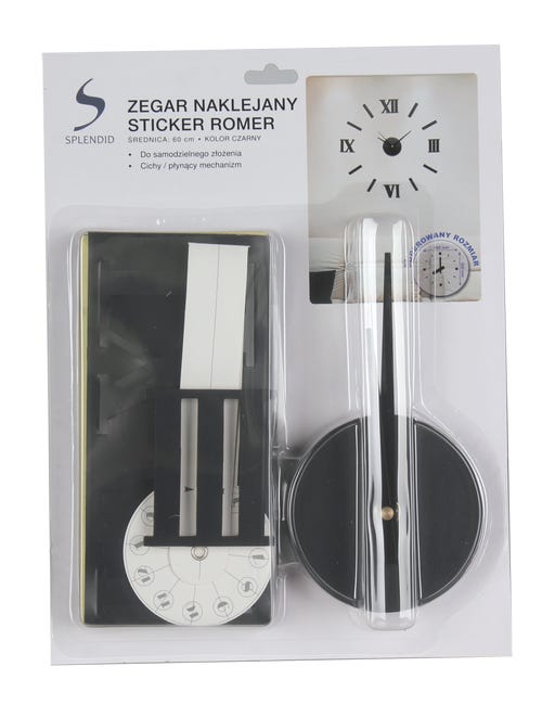 Zegar ścienny naklejany Sticker Romer śr. 60 cm czarny