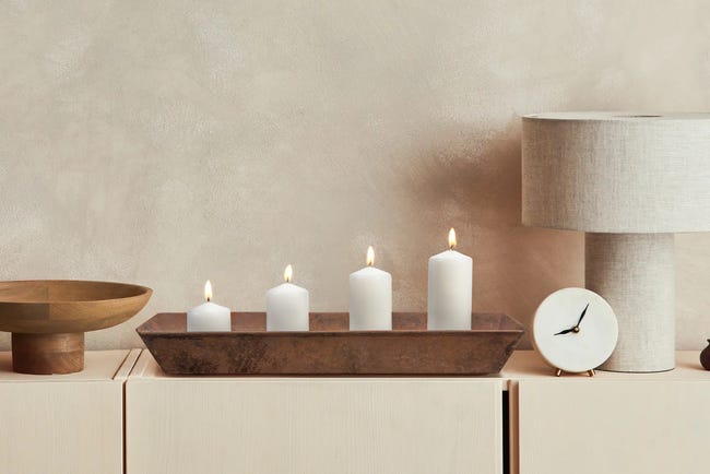 Zestaw 4 świec pieńkowych białe