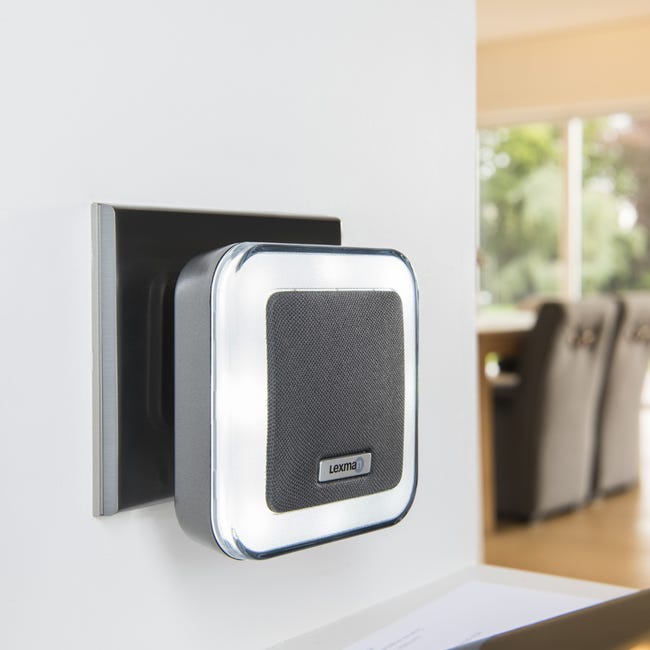Zestaw bezprzewodowy dzwonek z przyciskiem 230V srebrny LEXMAN