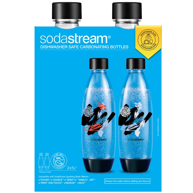Zestaw butelek Fuse Brush Design 1 l czarny 2 szt. SodaStream