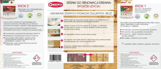 Zestaw do renowacji drewna 2 l usuwanie powłok olejnych, bejc, lazur OWATROL