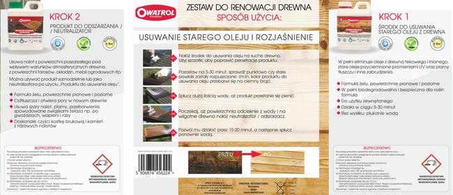 Zestaw do renowacji drewna 2 l usuwanie starego oleju, rozjaśnienie OWATROL