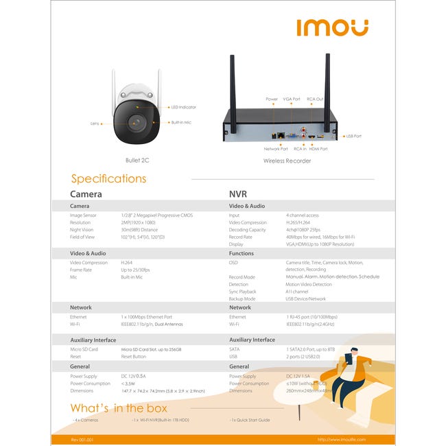 Zestaw do wideomonitoringu KIT/NVR1104HS-W-S2/4-F22 IMOU
