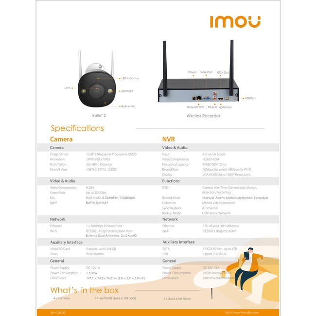 Zestaw do wideomonitoringu WiFi KIT/NVR1104HS-W-S2/4-F22E IMOU