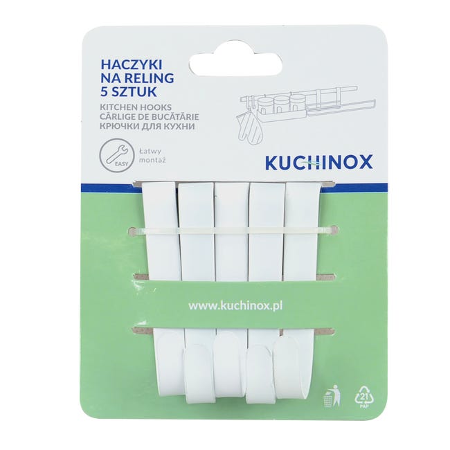 Zestaw haczyków na reling EKH610A biały 5 szt. Kuchinox